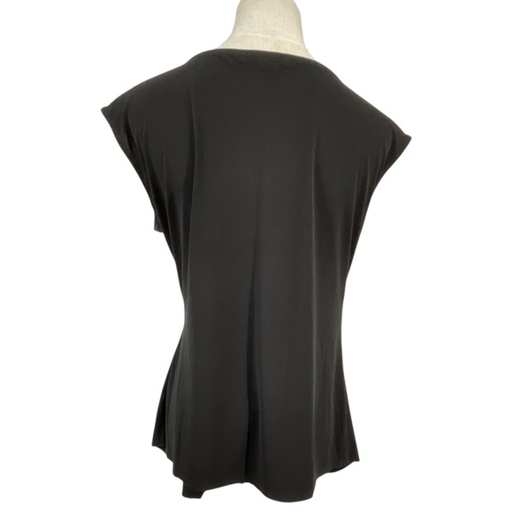 White House Black Market Black Side Ruched Sleeveless Asymmetrical Top Blouse M - Picture 4 of 9